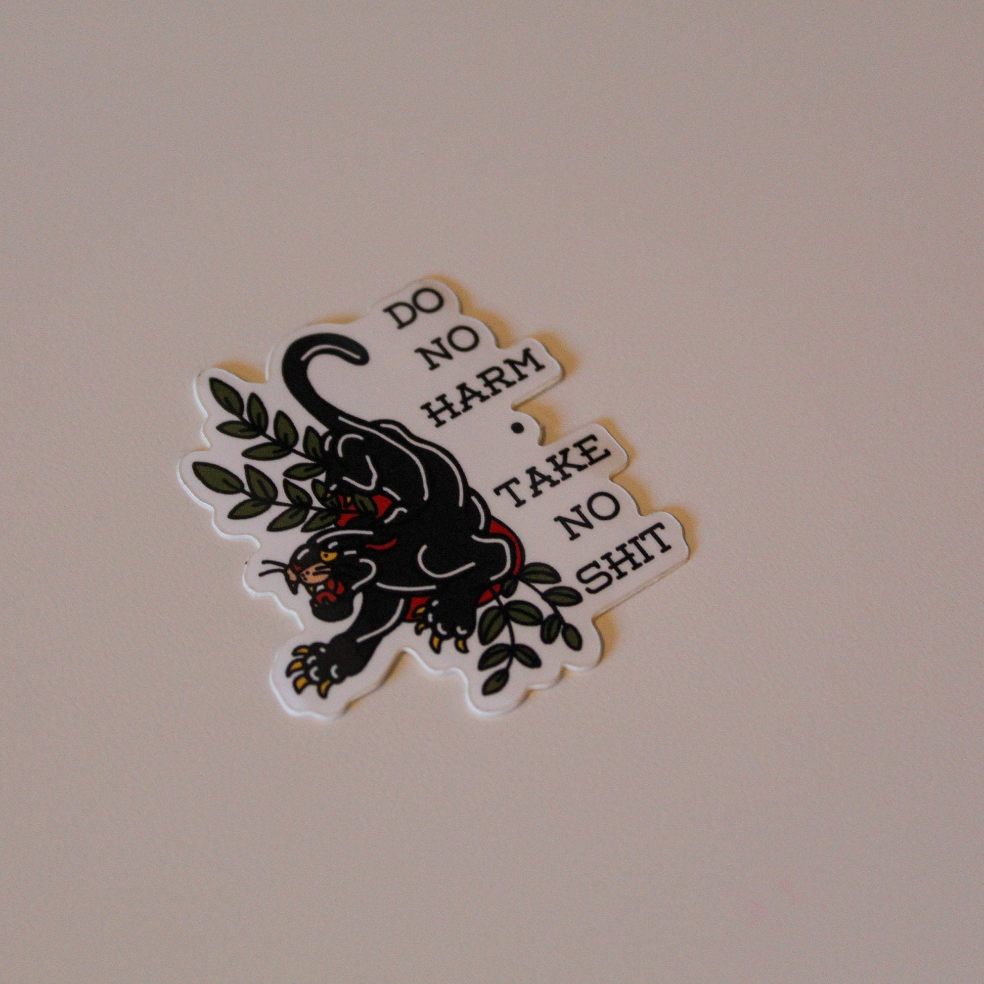 Do No Harm, Take No Shit | Traditional Flash Panther Sticker