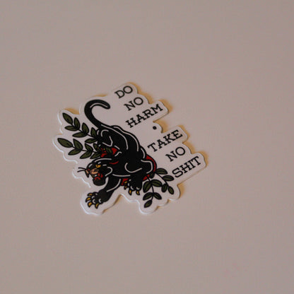 Do No Harm, Take No Shit | Traditional Flash Panther Sticker