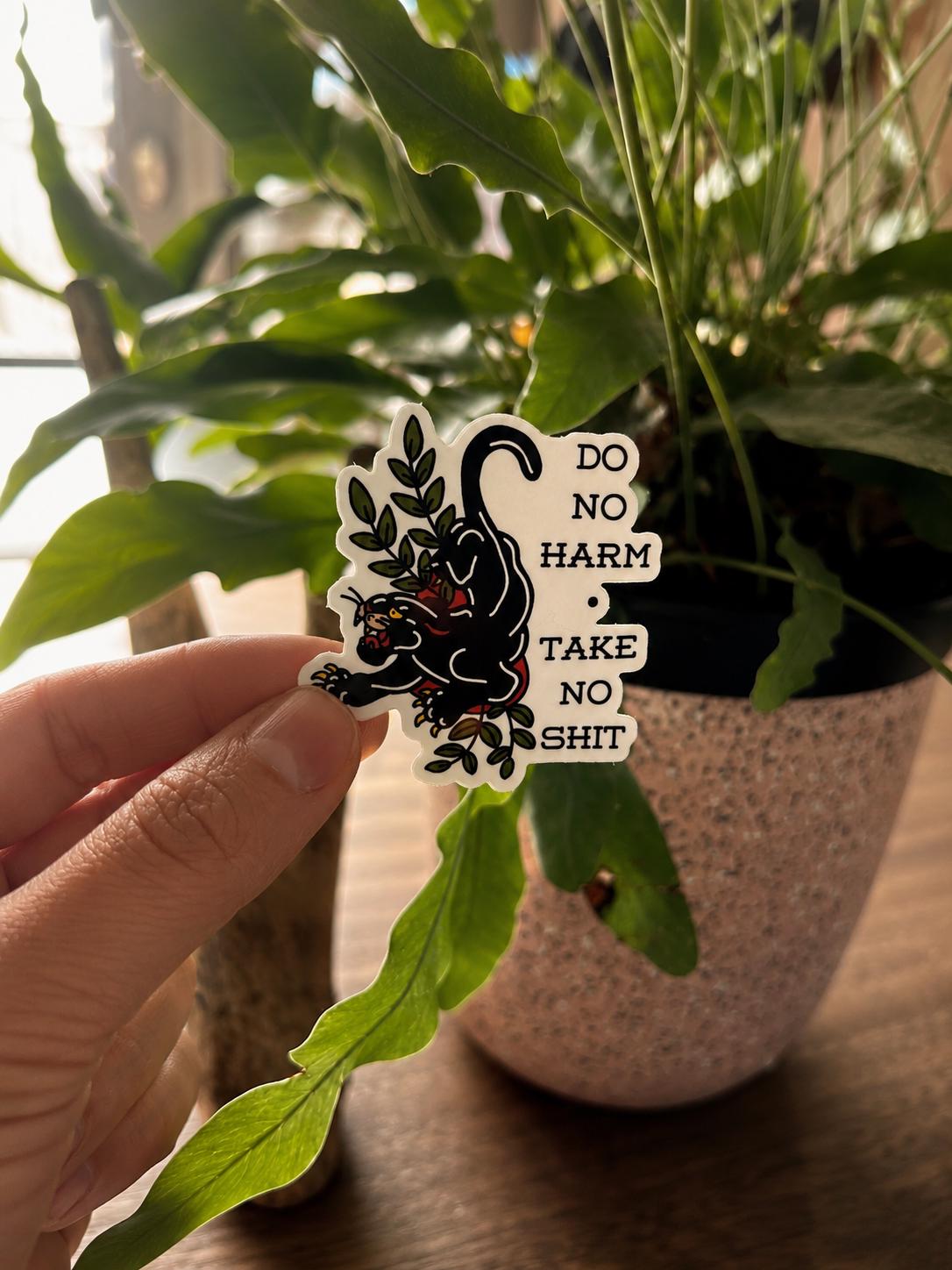 Do No Harm, Take No Shit | Traditional Flash Panther Sticker