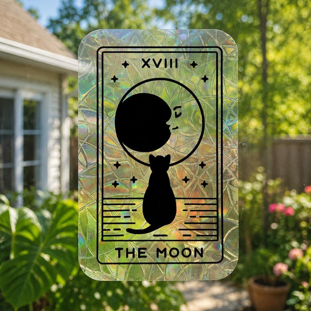 The Moon | Black Cat Tarot Prism Suncatcher